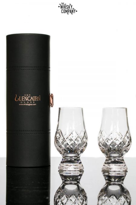 Glencairn Cut Crystal "Hatch" Two Whisky Tasting Glasses In Travel Case