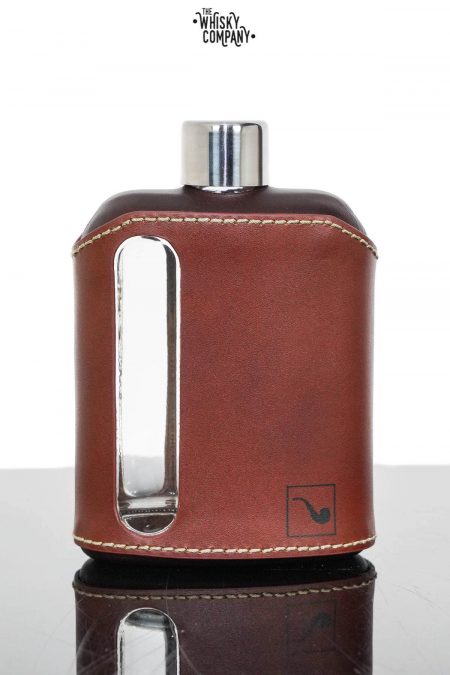 Ragproper Dark Brown Leather Glass Whisky Flask (100ml)