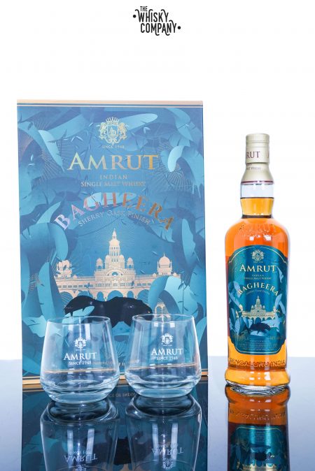 Amrut Bagheera Indian Single Malt Whisky Gift Set with 2 Glasses (700ml)